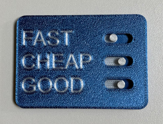 Blue and White: Fast, Cheap, Good Fidget